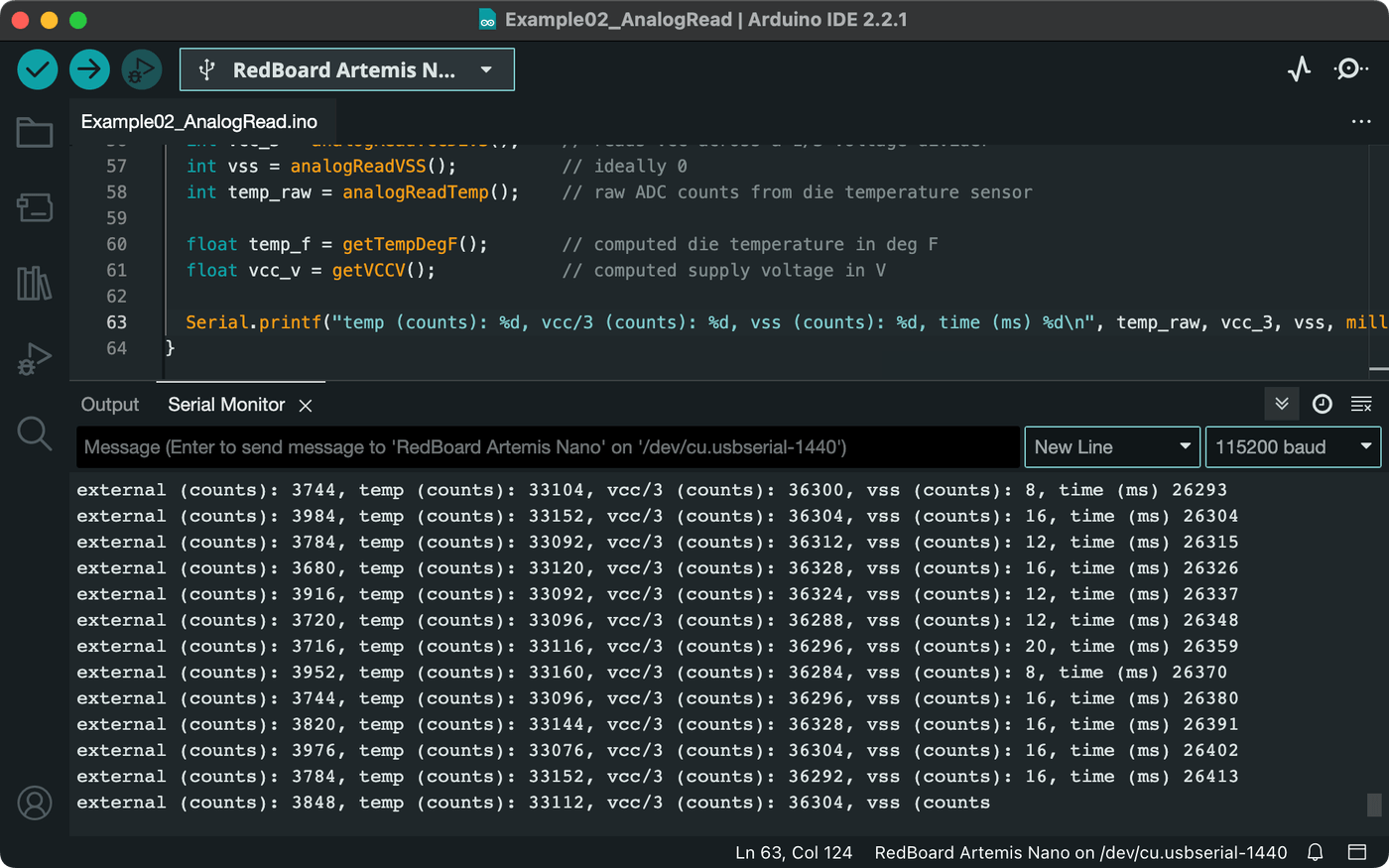 Arduino IDE temperature readings