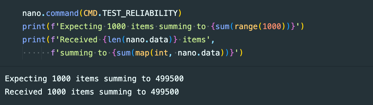 Jupyter TEST_RELIABILITY command