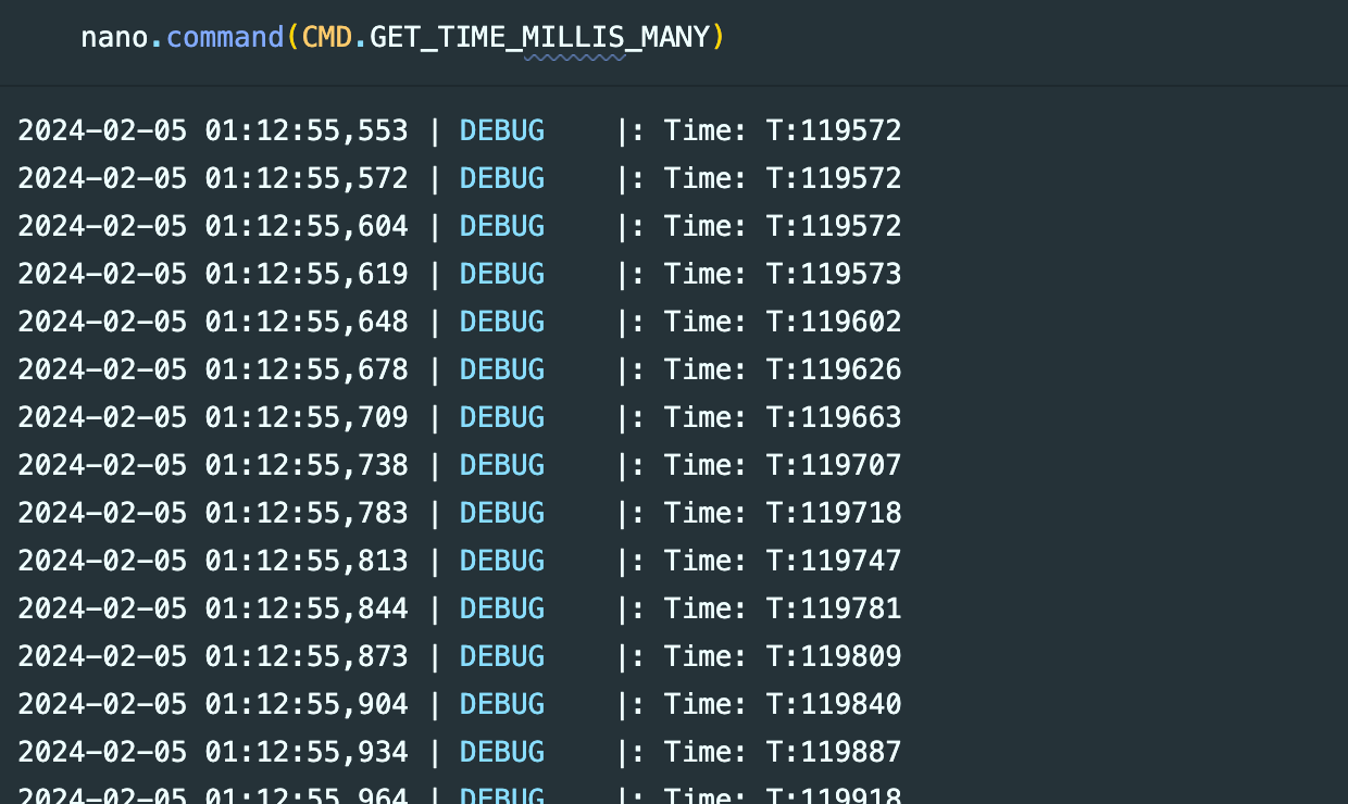 Jupyter GET_TIME_MILLIS_MANY command