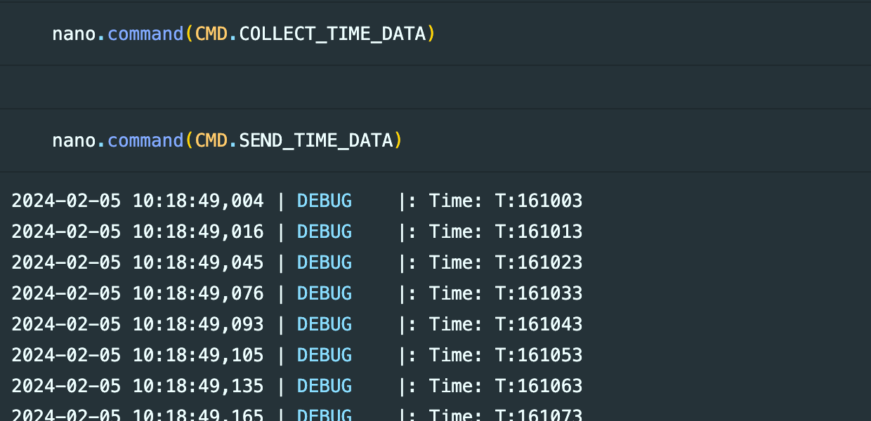 Jupyter COLLECT_TIME_DATA and SEND_TIME_DATA commands