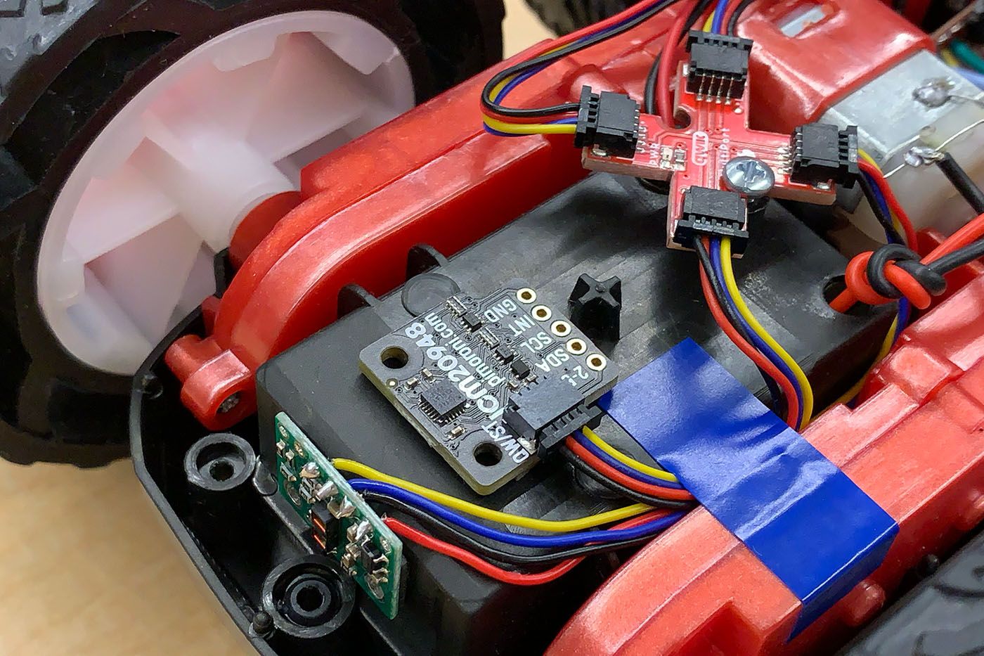 I2C components on the front of the car