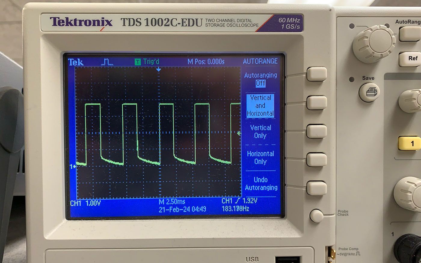 Oscilloscope plot